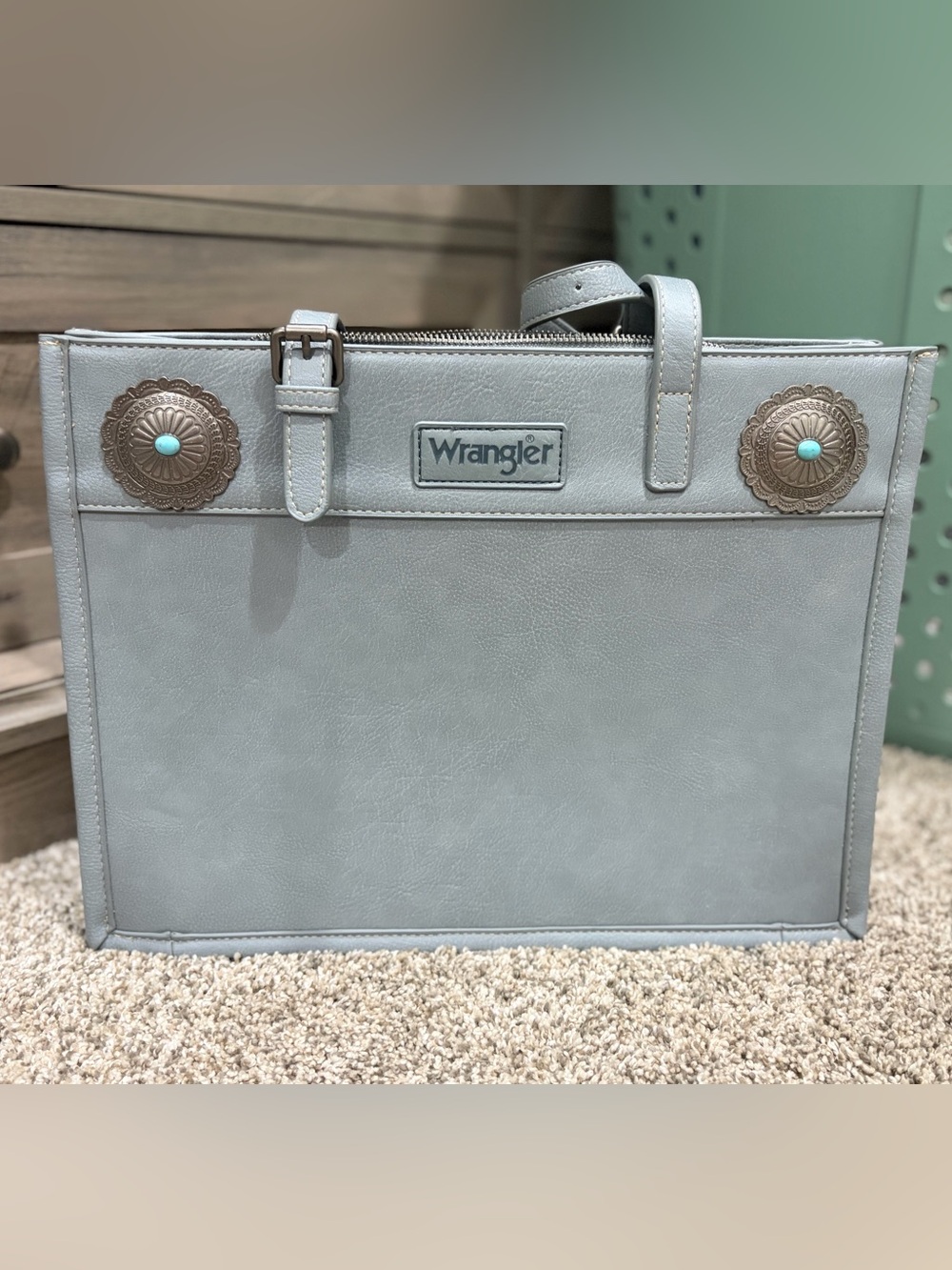 Wrangler Tote Purse with Turquoise Conchos